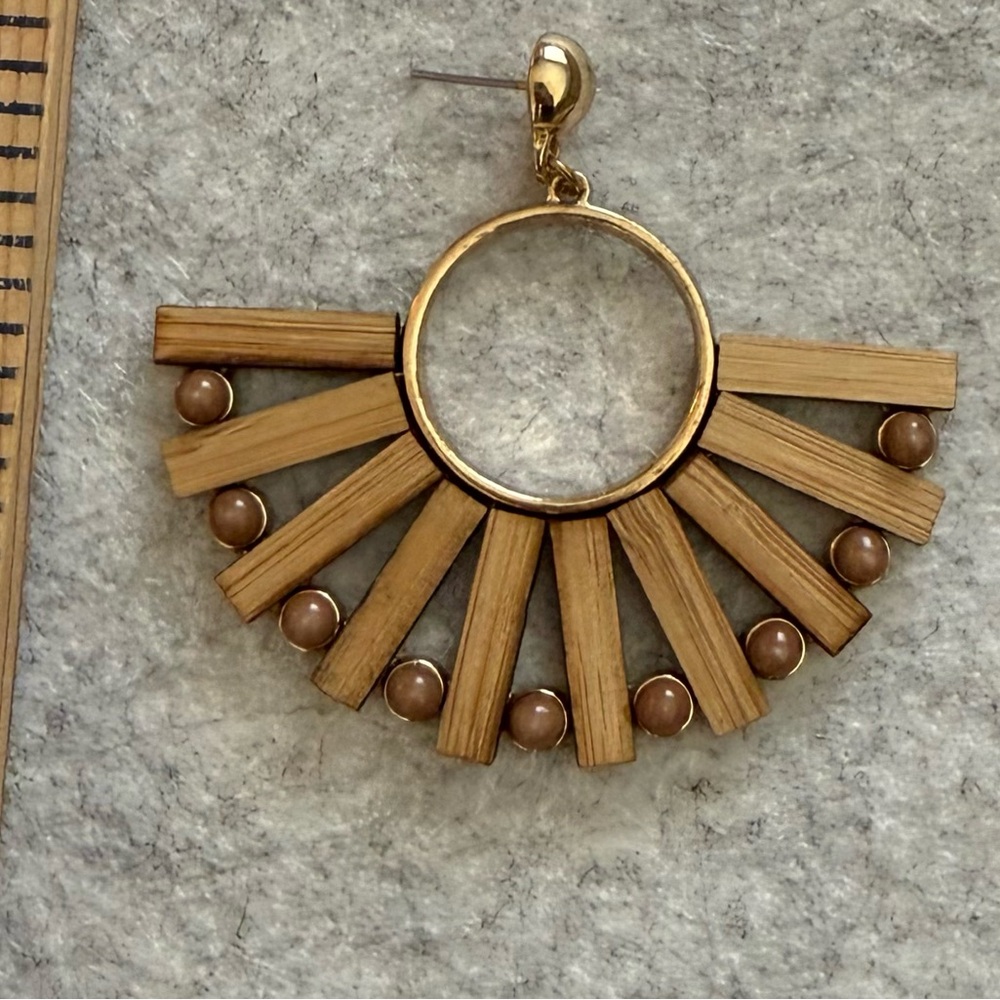 Boho Style Wooden Earrings - Picture 3 of 4